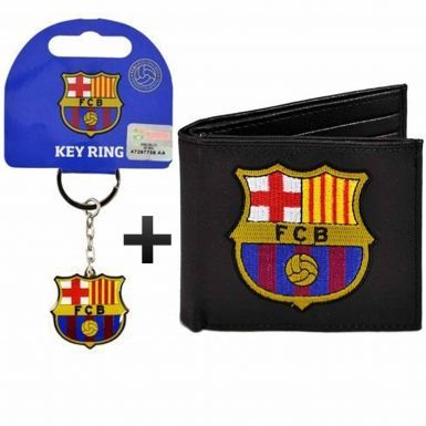 FC Barcelona (PU) Leather Wallet & Keyring Gift Set