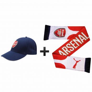 Arsenal FC Ultimate Fan Scarf and Cap Gift Set