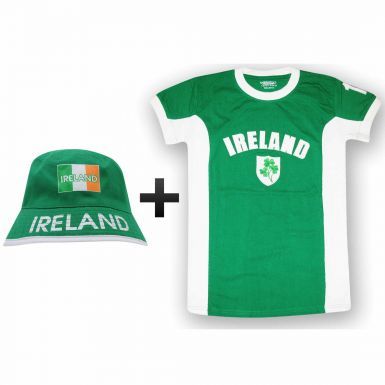 Ireland Side Panel T-Shirt & Sun Hat Gift Set for Sports Fans or St Patricks Day