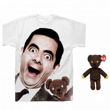 Official Mr Bean Graphic T-Shirt & Beanie Bear Gift Set