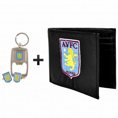 Official Aston Villa (PU) Leather Wallet, Cufflinks & Keyring Gift Set