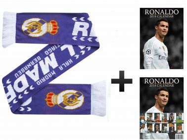 Cristiano Ronaldo 2018 Calendar & Real Madrid Scarf Gift Set