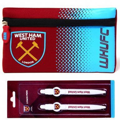 West Ham United Pencil Case & 2 Pen School Set