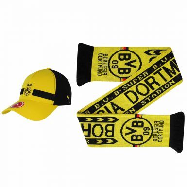 BVB Borussia Dortmund Crest Soccer Scarf & BVB Puma Cap Gift Set