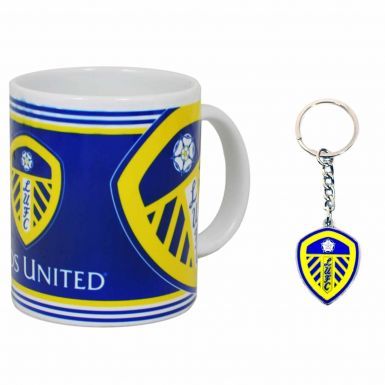 Leeds United Crest 11oz Ceramic Mug & Keyring Set