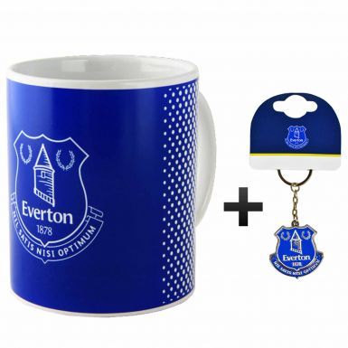Official Everton FC Crest Ceramic Mug & Keyring Gift Set