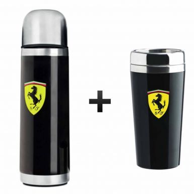 Official Scuderia Ferrari Thermo Flask & Travel Mug Gift Set