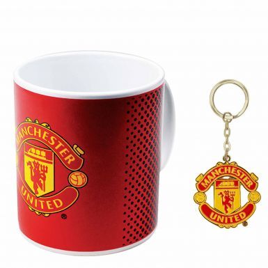 Official Manchester United Crest Ceramic Mug & Keyring Gift Set