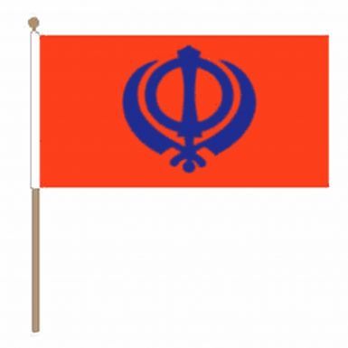 Large Sikh Khanda Hand Waving Flag for Nagar Kirtan