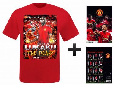 Man Utd 2018 Calendar & Romelu Lukaku T-Shirt Gift Set