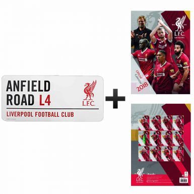 Official Liverpool FC 2018 Calendar & Street Sign Gift Set