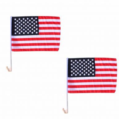 Pair of High Quality USA Stars & Stripes Car Flags (40cm x 30cm)