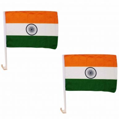 Pair of High Quality India Car Flags (40cm x 30cm) for Cricket Fans