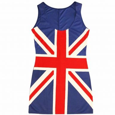 Ladies Union Jack Spice Girls Fitted Dress for Parties or Sporting Events (Sizes S to XL)