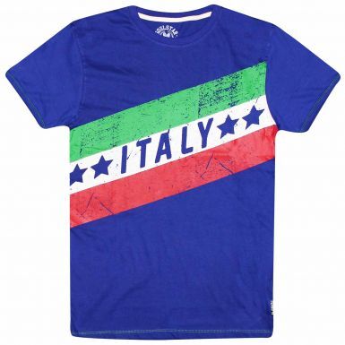 Italy Flag Football Fans T-Shirt (100% Cotton)